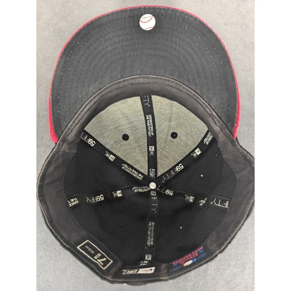 New Era Washington Nationals 59FIFTY Fitted Hat 7 5/8 Black Red MLB Baseball Cap